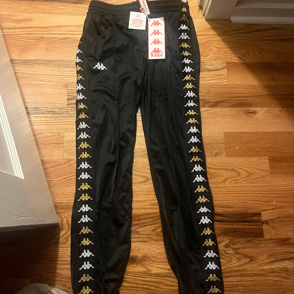 Kappa Black Pants with Gold and White Accents